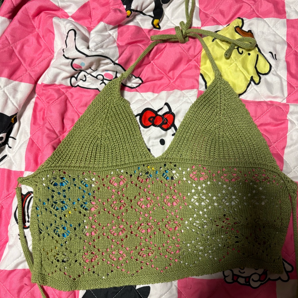 Green Knit Halter Sweater